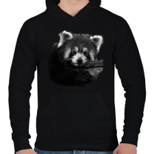 PRINTFASHION Vörös panda (fekete-fehér újság) - Férfi kapucnis pulóver - Fekete férfi pulóver, kardigán