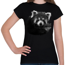 PRINTFASHION Vörös panda (fekete-fehér újság) - Női póló - Fekete női póló