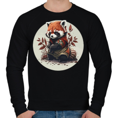 PRINTFASHION Vörös panda - Férfi pulóver - Fekete