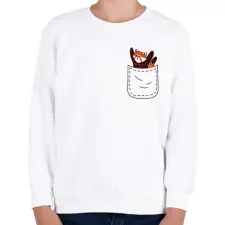 PRINTFASHION Vörös panda zsebben - Gyerek pulóver - Fehér gyerek pulóver, kardigán