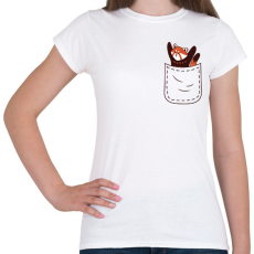 PRINTFASHION Vörös panda zsebben - Női póló - Fehér