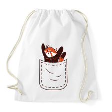 PRINTFASHION Vörös panda zsebben - Sportzsák, Tornazsák - Fehér tornazsák