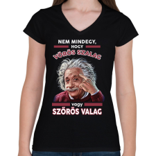 PRINTFASHION Vörös szalag?! - Női V-nyakú póló - Fekete női póló