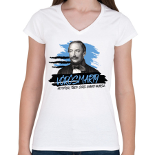 PRINTFASHION Vörösmarty Mihály - Nem félek - Női V-nyakú póló - Fehér női póló