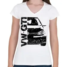 PRINTFASHION VW GTI - Női V-nyakú póló - Fehér női póló