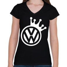 PRINTFASHION VW Király (fehér) - Női V-nyakú póló - Fekete