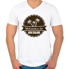 PRINTFASHION W New Zeland - Férfi V-nyakú póló - Fehér férfi póló
