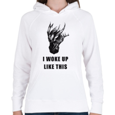 PRINTFASHION WAKE UP DRAGON - Női kapucnis pulóver - Fehér női pulóver, kardigán