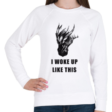 PRINTFASHION WAKE UP DRAGON - Női pulóver - Fehér