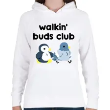 PRINTFASHION Walkin' buds - Női kapucnis pulóver - Fehér női pulóver, kardigán