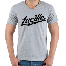 PRINTFASHION Walking Dead - Lucille - Férfi V-nyakú póló - Sport szürke