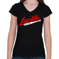PRINTFASHION Walking Dead - Lucille - Női V-nyakú póló - Fekete