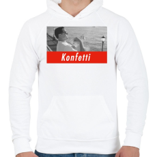 PRINTFASHION Wall street farkasai konfetti jelenet - Férfi kapucnis pulóver - Fehér