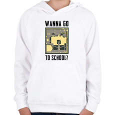 PRINTFASHION Wanna Go to School - PUBG - Gyerek kapucnis pulóver - Fehér