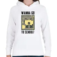 PRINTFASHION Wanna Go to School - PUBG - Női kapucnis pulóver - Fehér női pulóver, kardigán