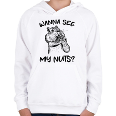 PRINTFASHION Wanna see my nuts? - Gyerek kapucnis pulóver - Fehér
