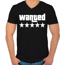 PRINTFASHION WANTED ★★★★★ (GTA) - Férfi V-nyakú póló - Fekete