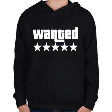 PRINTFASHION WANTED ★★★★★ (GTA) - Gyerek kapucnis pulóver - Fekete gyerek pulóver, kardigán