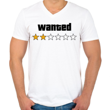 PRINTFASHION Wanted Level 2 - Férfi V-nyakú póló - Fehér férfi póló