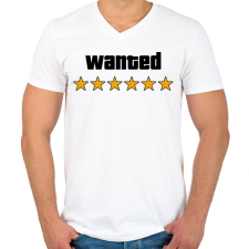PRINTFASHION Wanted Level 6 - Férfi V-nyakú póló - Fehér férfi póló