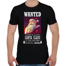 PRINTFASHION Wanted Santa Claus - Férfi póló - Fekete férfi póló
