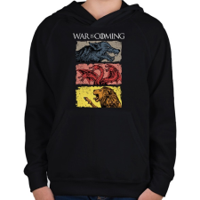 PRINTFASHION War is Coming - Gyerek kapucnis pulóver - Fekete gyerek pulóver, kardigán