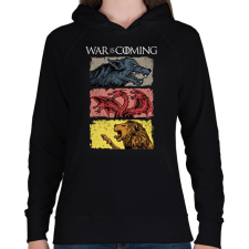 PRINTFASHION War is Coming - Női kapucnis pulóver - Fekete női pulóver, kardigán