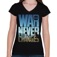 PRINTFASHION War never changes - Női V-nyakú póló - Fekete női póló