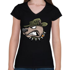 PRINTFASHION Wardog - Női V-nyakú póló - Fekete női póló