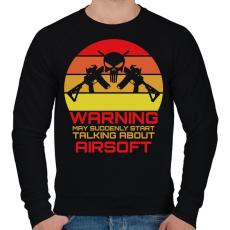 PRINTFASHION Warning airsoft - Férfi pulóver - Fekete