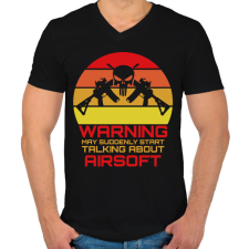 PRINTFASHION Warning airsoft - Férfi V-nyakú póló - Fekete férfi póló