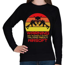 PRINTFASHION Warning airsoft - Női pulóver - Fekete női pulóver, kardigán