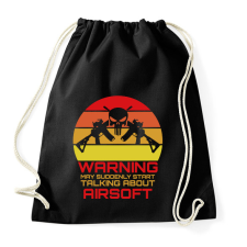 PRINTFASHION Warning airsoft - Sportzsák, Tornazsák - Fekete tornazsák