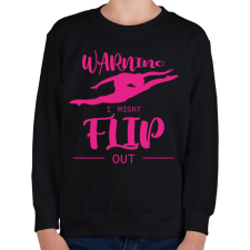 PRINTFASHION Warning - I might flip out - Gyerek pulóver - Fekete gyerek pulóver, kardigán