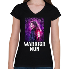 PRINTFASHION Warrior Nun - Női V-nyakú póló - Fekete női póló