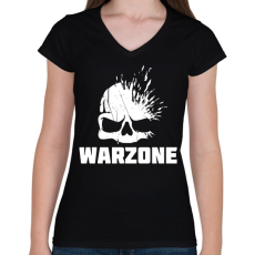 PRINTFASHION Warzone fejlövés - Női V-nyakú póló - Fekete