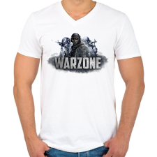 PRINTFASHION Warzone - Férfi V-nyakú póló - Fehér férfi póló