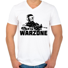 PRINTFASHION Warzone - Férfi V-nyakú póló - Fehér férfi póló