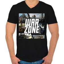 PRINTFASHION Warzone - Férfi V-nyakú póló - Fekete férfi póló