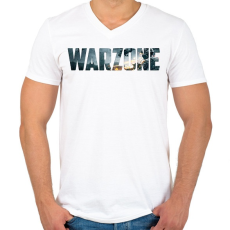 PRINTFASHION Warzone Logo - Férfi V-nyakú póló - Fehér