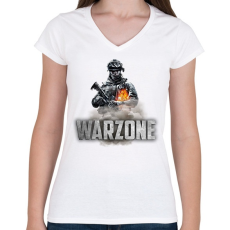 PRINTFASHION Warzone - Női V-nyakú póló - Fehér