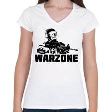 PRINTFASHION Warzone - Női V-nyakú póló - Fehér női póló