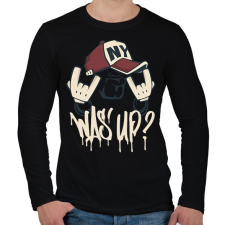 PRINTFASHION Was up? - Férfi hosszú ujjú póló - Fekete férfi póló
