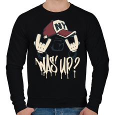 PRINTFASHION Was up? - Férfi pulóver - Fekete