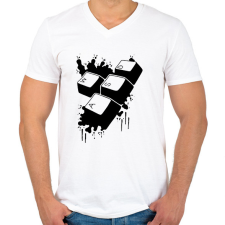 PRINTFASHION WASD - Férfi V-nyakú póló - Fehér férfi póló