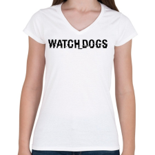 PRINTFASHION WATCHDOGS LOGO - Női V-nyakú póló - Fehér női póló