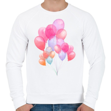 PRINTFASHION Watercolor Balloons - Férfi pulóver - Fehér