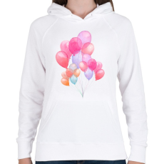 PRINTFASHION Watercolor Balloons - Női kapucnis pulóver - Fehér