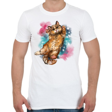PRINTFASHION watercolor cat - Férfi póló - Fehér férfi póló