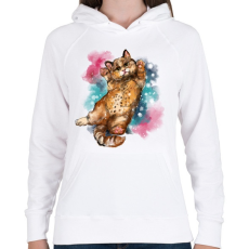 PRINTFASHION watercolor cat - Női kapucnis pulóver - Fehér